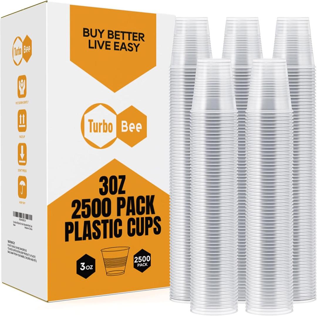 Turbo Bee 2500Pack 3oz Plastic Cups,Disposable Mouthwash Cups,3 Ounce Small Tumblers Ideal for Drinking Tasting, Food Samples