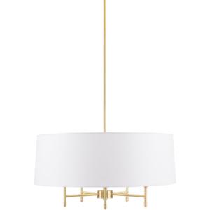 Hampton Hill Presidio Chandelier for Dining Room, 5-Light Chandelier for Entryway with Adjustble Height, Sloped Ceiling Compatible, Modern Chandelier Light, 24" W, Gold/White