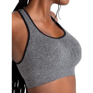 SHAPERMINT Sports Bras for Women - Workout Bras for Women, Plus Size Sports Bra, Workout Tops for Women High Support (Large, Heather Gray)