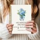TWRVI Blue Hydrangea Christian Spiral Notebook, Religious College Ruled Notebook Journal for School Office Supplies, His Mercies Are New Every Morning Bible Journaling Notebooks 5.5"x8.3" 164 Pages