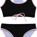 Gottex Kids Toddler and Little Girls Ocean Blue Colorful Two Piece Stylish Swimsuit UV Sun Protection Bathing Suit for Girl (4-5T, Black)