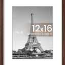 upsimples 12x16 Picture Frame, Display Pictures 8.5x11 with Mat or 12 x 16 Without, Wall Hanging Poster Frames, Brown, 1 Pack