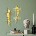 Therwen 2 Pcs Metal Wall Art 15.75 x 7.09 Inch Abstract Minialist Metal Decor Vertical Wall Sculptures Geometric Modern Hanging for Living Room Home Bedroom Office Study Decorations Gifts