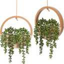 Artificial Hanging Plants Hanging Planter Fake Succulents Artificial String of Pearls with Pot and Lanyard for Home Office Wall Decoration