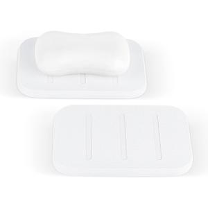 2 Pack Diatomite Soap Dish, Absorbent Soap Bar Holder Pad for Bathroom, Self-Dry Soap Saver Container (White)