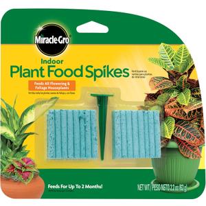 Miracle-Gro Indoor Plant Food Spikes, Includes 48 Spikes - Continuous Feeding for all Flowering and Foliage Houseplants - NPK 6-12-6, Pack of 1