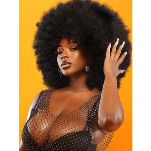 GKtineke Afro Wig 14Inch Afro Wigs for Black Women 70s Afro Kinky Curly Wig Bouncy Huge Fluffy Puff Wigs Synthetic Hair for Cosplay Daily and PartyNatural Black