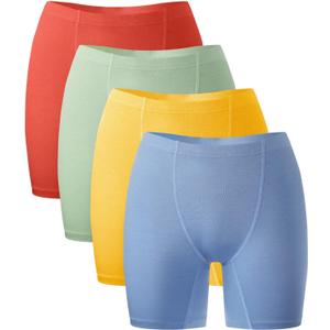 2 x BAMBOO COOL Womens Underwear Boyshorts Boxer Panties 4 Pack | Bamboo Soft, More Breathable than Cotton, Fresh Skin-friendly, Anti Chafing, Moisture Wicking, High Waisted, Full Coverage (M)