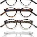 EYEURL 4-Pack Round Reading Glasses for Women Men Blue Light Glasses Retro Round Readers
