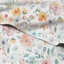 Floral Sheets - Flower Print Bed Sheet Set - 1 Flat, 1 Fitted & 2 Pillowcases w/ Deep Pockets - Comfy, Cozy, Wrinkle & Fade Free - Boho Botanical Bedding - Soft, Breathable & Cooling - King Size Set