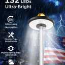 Solar Flag Pole Light for American Flag, 132 LED Solar Flagpole Light with 2600mAh Battery for 15-25 FT Flagpoles, Dusk to Dawn Auto On/Off, 3 Brightness Modes, IP65 Waterproof Outdoor Flag Light