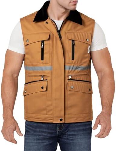 Yukirtiq Mens Outdoor Travel Vest Reflective Summer Multi-Pockets Sleeveless Jackets Cargo Safari Fishing Vests, M