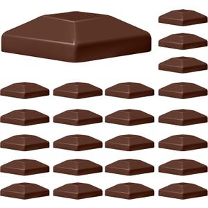 TonGass (24-Pack, Brown) 4"x4" (3 5/8") Wood Fence Post Caps - Wooden Fence Cover Deck Post Cap, Durable Plastic Water-Proof and UV-Proof, Protect Wooden Poles from Cracking and Rotting