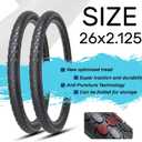2-Pack Cruiser Bike Tires Set: Hycline 26x2.125 inch Folding Replacement Puncture-Resistant Bicycle Tires and Pair 26-inch Inner Tubes with Tire Levers for Beach or Urban City Commuter Bike-Black