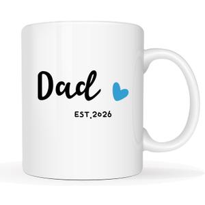 MAUAG Dad Est 2026 Coffee Mug, Father's Day New Dad Gifts for Men Him, First Time Dads Cup, White 11 Oz