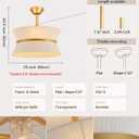 Boho Fandelier Ceiling Fan with Light and Remote Rattan Chandelier Fan Fabric Chandelier Fan Gold Caged Ceiling Fan with Light for Bedroom, Living Room Nursery Foyer Kitchen Timing Adjustable Height