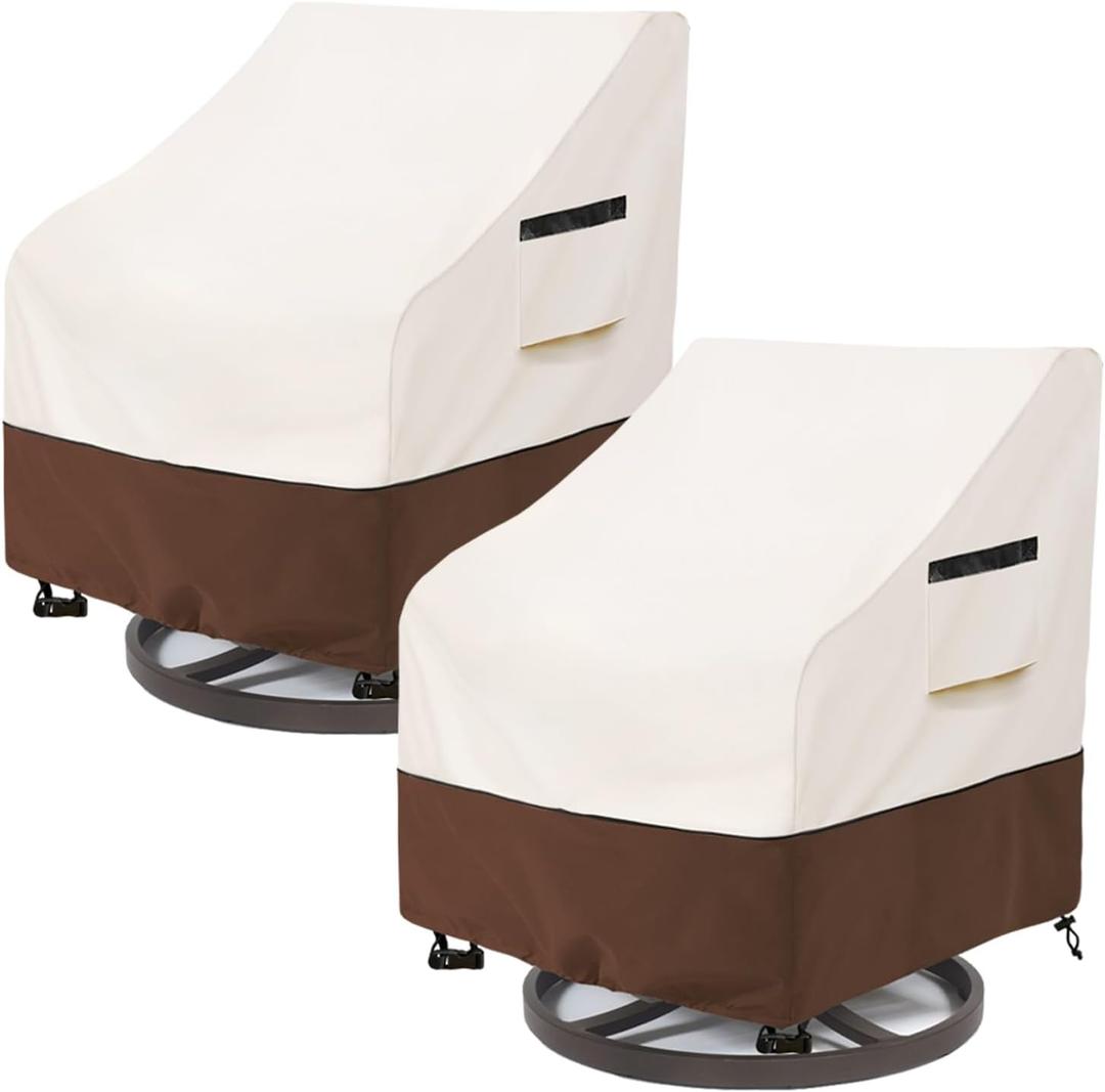 Patio Chair Covers Waterproof Patio Furniture Covers, 40W x 40D x 38H Inches Swivel Outdoor Chair Cover 2 Pack -Beige