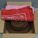 Haysandy 24 Pieces Western Cowboy Hat Set, Felt Cowboy Themed Party Hats with Paisley Bandanas for Kids Costume Party(Brown, Pink, Red)