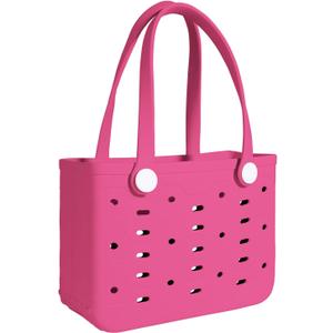 Small Rubber Beach Bag for kids, Travel Tote Bag for the Beach Boat Pool (Roes Red)