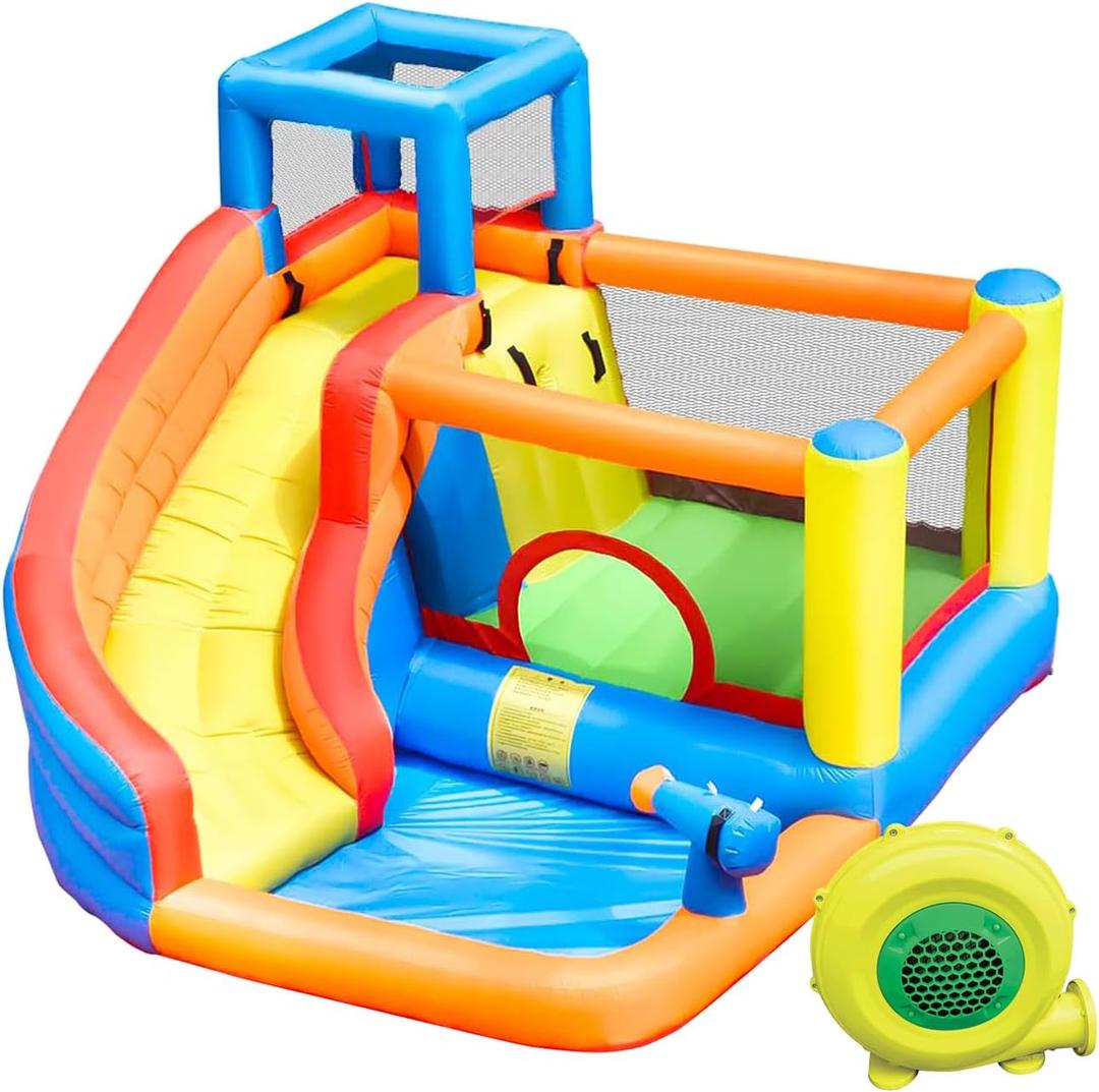Doctor Dolphin Inflatable Water Slide Bounce House, Inflatable Bounce House for Big Kids, Water Slide for Kids Backyard, Inflatable Water Park Bouncy House with Blower for Outdoor Party, X-Large