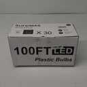 Outdoor String Lights LED 100FT Commercial Grade Heavy Duty Light String Lights with 30 Sockets 32 Shatterproof Plastic Bulbs Include 2 Spare S14 Dimmable Edison Bulbs Patio Market Cafe Light (Black)