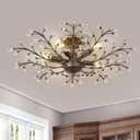 Sedelan 5-Light Branches Crystal Chandeliers, Vintage Crystal Ceiling Lights Flush Mount for Island Dining Room Living Room Bedroom Hallway Foyer