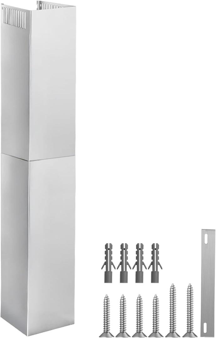31.5" x 8" x 6.7" Range Hood Chimney Extension, Adjustable Chimney 31.5-63 IN, 203MM Width Stainless Steel Range Hood Chimney Extension, Extend Ventilation Reach, Universal Fit For Most Kitchens