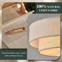Black Modern Chandelier 18'' Drum Chandeliers with 2-Layer Fabric Shade 4-Light Linen Pendant Light Fixture for Dining Room Bedroom Kitchen Hallway Foyer