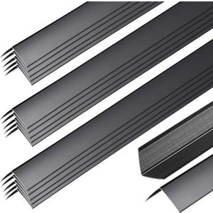 Therwen 30 Pcs Aluminum Alloy Metal Molding Corner Guards 48 x 1.2 x 1.2 Inches Wall Corner Guard Protectors with 90° Angle Door Frame Cabinet Baseboard Protector for Edge Wall Decoration(Black)