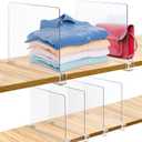 Consevisen Shelf Dividers for Closet Organization and Storage, 6 Pack Acrylic Clear Closet Shelf Dividers for Wood Shelves, Vertical Sweater Handbag Purse Organizer for Bedroom Kitchen Office (12"x8")