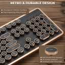 GLENCREAG RK104 Retro Mechanical Keyboard, Wired Full-Size 104 Keys with Typewriter Round Keycaps, Wooden Grain, N-Key Rollover, Green Linear Switches, Ideal for Retro Lovers