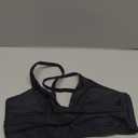 Women's Twist Front V Neck Bikini Top Padded Adjustable Spaghetti Straps Bathing Suit Tops Only (Black) Small