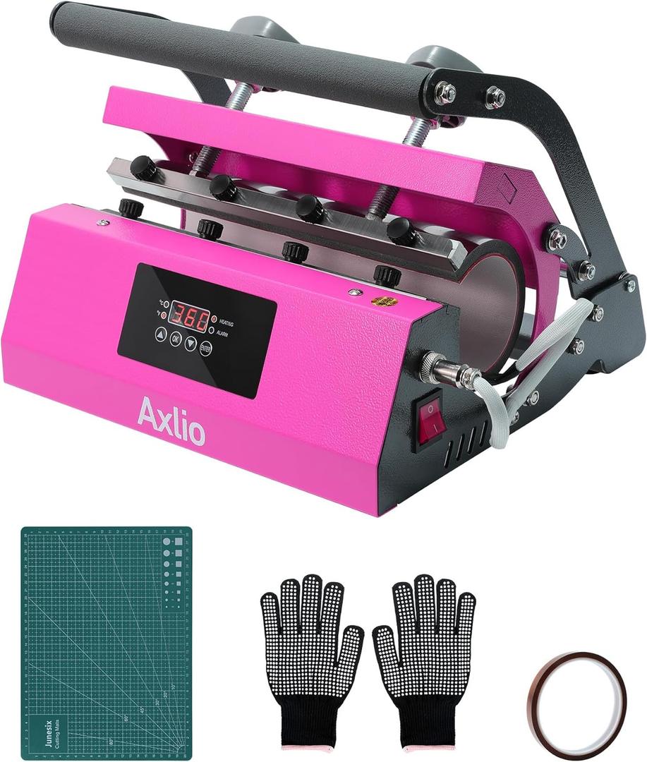 Tumbler Heat Press Machine for 20oz 30oz 16oz Sublimation Blank Skinny Tumbler Glass Jar Can - Heat Press for Sublimation Mug Projects with Temp&Timer Setting for 11-16oz Coffee Mug Cup-Pink
