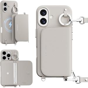 MAGEASY Case for iPhone 16 6.1" - Detachable Wallet Case with Crossbody Strap, 16ft Ultimate Drop Protection, [The Only Phone Case with Purse Compatible with MagSafe] | Pouch M (Starlight)