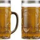 38oz Large Plastic Beer Mugs with Handles Set of 2, Clear Resuable Beer Stein Drinking Cups, Ideal for Party Bar Home Hotel