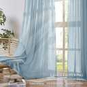 Melodieux Blue Sheer Curtains 84 Inches Long 2 Panels for Bedroom Living Room, Natural Cotton Textured Light Filtering Window Sheer Curtains, Rustic Rod Pocket Crinkle Voile Drapes, 52" W x 84" L