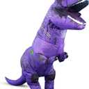 Inflatable Dinosaur Costume Adult, Fancy Halloween Blow up T-Rex Costume Full Body Dino Costume for Cosplay Party (Purple)