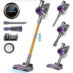 S3 Cordless Vacuum Cleaner, 45kPa Powerful Stick Vacuum, LED Display, 55-Min Runtime Rechargeable Cordless Vacuum, Free-Standing, Vacuum Cleaners for Home Pet Hair Carpet Hard Floor (Purple)