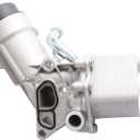 MITZONE Engine Oil Cooler Filter Housing Assembly Adapter Kit with Gaskets Cap Filter Insert Compatible with 2011-2018 1.4L Turbo Chevrolet Cruze Sonic Trax Buick Encore OE 55566784 650039 88179-91400 (55566784(Upgrade Aluminum))