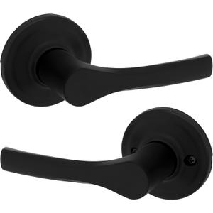 Kwikset Henley Interior Passage Door Handle, Lever For Closet and Hallway Doors, Reversible Non-Locking Handle Lever, Matte Black, with Microban Protection (1 Pack)