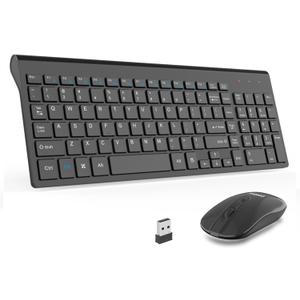 LeadsaiL Wireless Keyboard and Mouse Combo, Wireless USB Mouse and Computer Keyboard Set, Compact and Silent for Windows Laptop, Desktop, PC (Black)