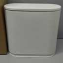 Sooyee 10 Liter Rectangular Plastic Trash Can Wastebasket with Press Type Lid,2.4 Gallon Garbage Container Bin for Bathroom,Powder Room,Bedroom,Kitchen,Craft Room,Office (Cream White)