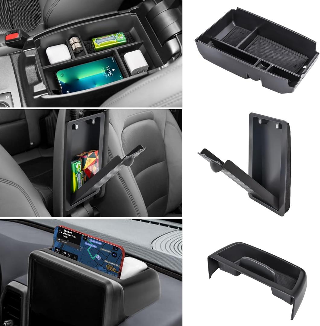 3PCS Center Console Organizers Compatible with 2021-2024 Ford Bronco Sport CX430 Dash Storage Tray and Armrest Storage Box Armrest Hidden Tray Interior Accessories