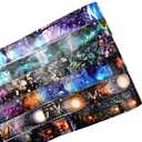 6 Rolls Fantasy Washi Tape Set  Non-Repeat Magical Forest and Galaxy Designs for Scrapbooking, Journaling, Planner, DIY Crafts with Storage Clip