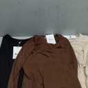 Riyiper 3 Pack Women's Scoop Neck Tops Long Sleeve Slim Fitted Shirts Casual Basic Tunic Fall Trendy Y2k Tight Tees (Apricot, Brown, Black), Small