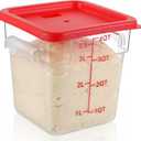 Ziliny 1 Pcs 4 Qt Square Food Storage Container with Lid, Clear Plastic Container with Lid and Scale in Red, Kitchen Organization Set for Home Kitchen, Restaurant Meal Prep (Red)
