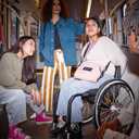 JanSport Central Adaptive Accessory Bag Wheelchair & Walker Compatible, Versatile Carry Options, Tuck-Away Adjustable Loops, SaniStash Pocket for Easy Access, Red/Multi Hippie Days
