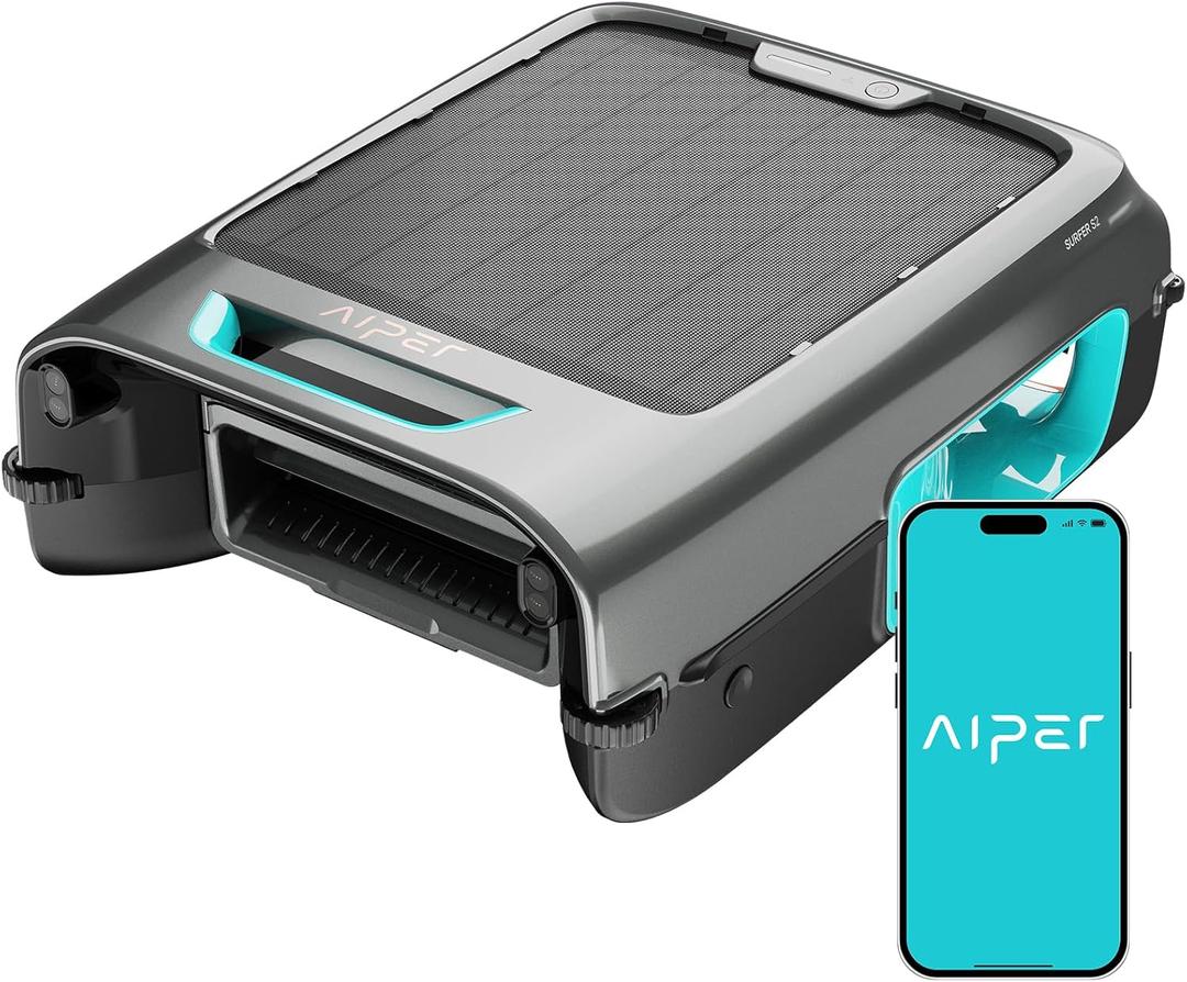 AIPER Surfer S2 Robotic Solar Pool Skimmer with APP Support, 24/7 Cleaning, Dual Charging Modes, Smart Obstacle Avoidance, Ideal for Most Swimming Pool Types (Blue)