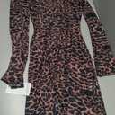 Cocoinsity Womens Party Dress Bodycon Long Sleeve Leopard Sheer Backless Mini Clubwear Dresses, Medium