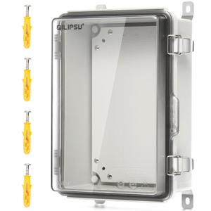QILIPSU UL94-V0 Outdoor WiFi Enclosure 13.8"x9.9"x5.9" Waterproof Electrical Junction Box PC/ABS Alloy Plastic Clear Hinged Door IP66 Weatherproof for Project Solar Network Router Pump Control